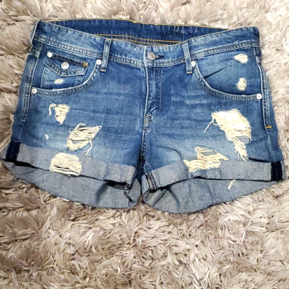 Dark blue distress shorts
